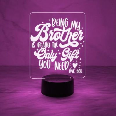 Gift for Brother Engraved Night Lamp with Automatic Color Changing Light & On/Off Touch Button | Best Birthday Gift for Bhai | Rakhi Gift for Bhai